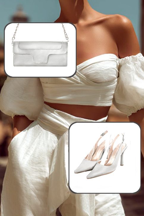Dress slingback heels in silver leather with high slim heels and pointed toe - Worn view